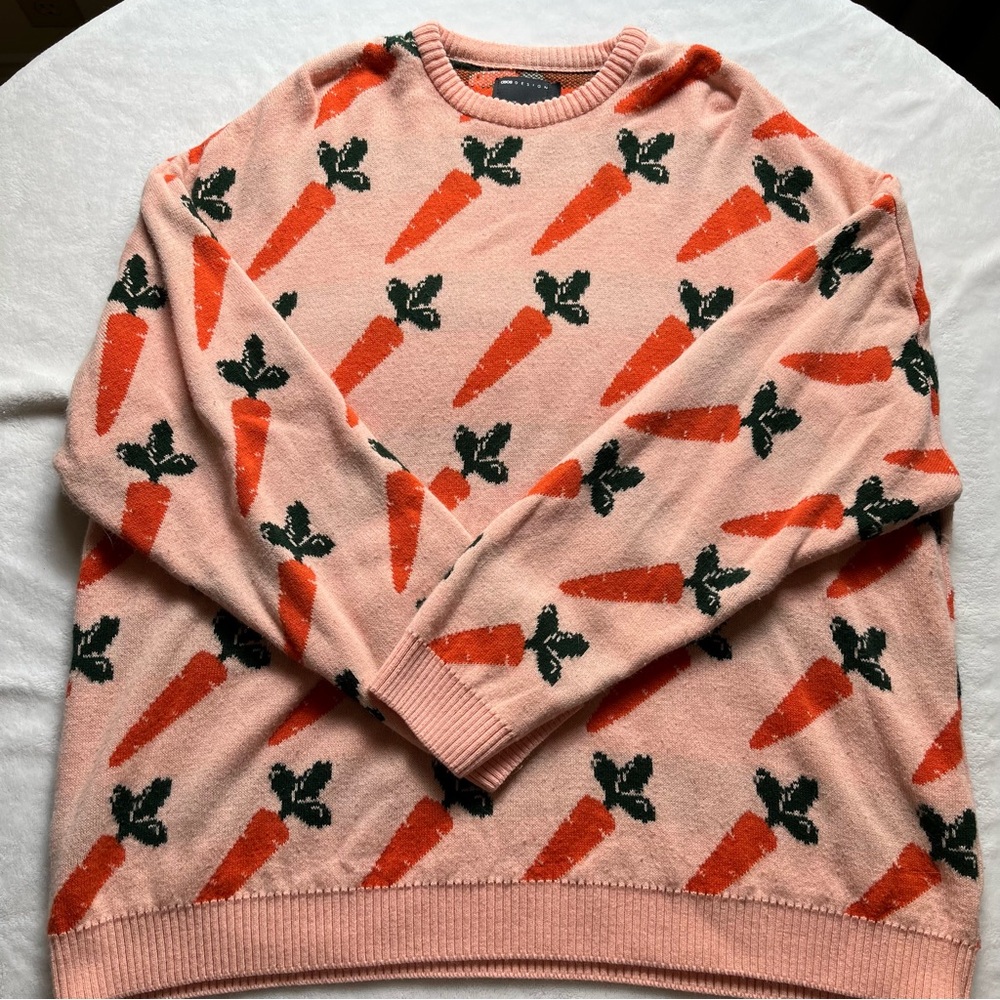 ASOS Pink Carrot Pattern Crewneck Sweater